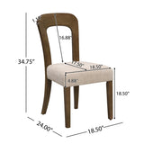 Dining Chairs Set of 2, Upholstered Kitchen Side Chairs with Beige Fabric Seating Light Brown Solid N779P236958A