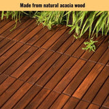 30 PCS Interlocking Deck Tiles Striped Pattern, 12" x 12" Square Acacia Hardwood Outdoor Flooring W2391P276690
