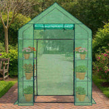 Mini Walk-in Greenhouse with PE Cover, 4-Shelf Indoor Outdoor Plant Gardening Green House for Garden 50711316