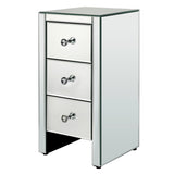 Mirrored Glass Bedside Table with Three Drawers Size S 50732278