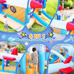 ZUN 6 in 1 outdoor indoor inflatable bouncer for kids target ball basketball slide with blower W1677115480