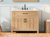 30" Bathroom Vanity with Resin Sink, Solid Wood Frame Bathroom Sink with Adjustable Shelf, N710P405952P