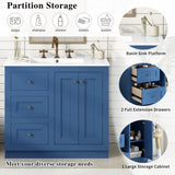 36inch Bathroom Vanity with Ceramic Sink, Bathroom Storage Cabinet with 2 Drawers& Shelf, Solid Wood N710P197024C