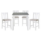 ZUN 5-Piece Pack Counter Height Set Weathered Gray and White Table and Fabric Upholstered 4 Chairs B011115369