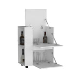 ZUN Glasgow Bar Cart Two Pull-Down Door Cabinets and Two Open Shelves B070P173174