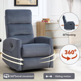 Manual Recliner Chair with Rocker and Swivel in Fabric for Living Room, Blue Grey 52130919