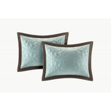 9 Piece Charmeuse Comforter Set Blue Queen B03597003