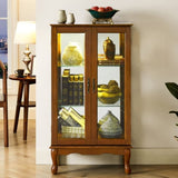 Curio Cabinet Lighted Curio Diapaly Cabinet with Adjustable Shelves and Mirrored Back Panel, W169391690