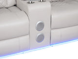 BENZ LED & Power Reclining Loveseat Made With Faux Leather in Ice 659436352759