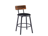 Round bar stool set with shelf, upholstered stool with backrest, Rustic Brown, 23.62'' W 23.62'' D 43399566