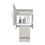 ZUN BOTIQ 19.7" H x 17.7" W Mirror Medicine Cabinet with Towel Rack White, One door with Two interior B200P240244