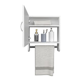 BOTIQ 19.7" H x 17.7" W Mirror Medicine Cabinet with Towel Rack White, One door with Two interior B070P242488