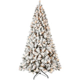 Artificial 5ft Flock LED-lit Christmas Tree with 551PVC Mixed Branch Tips,Hinged Premium & Foldable 14029972