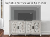 Gray Kitchen Sideboard Buffet 4 Barn Doors, 2 Adjustable Shelves for Home Storage 59440570