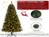 FCH 7ft 1100 Branches PVC Material DIY 200 Lights Warm Color 8 Modes Christmas Tree Green 69383356