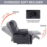 Large Manual Recliner Chair in Fabric for Living Room, Grey W3224P288516
