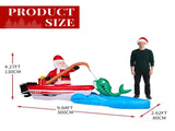 10FT Lighted Christmas Inflatable Decoration, Inflatable Santa Fishing on Boat, Funny Blow Up Yard 44666240