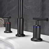 Matt Black Widespread Bathroom Sink Faucet with With CUPC Water Supply Hose and Cartridge DSDC729MB