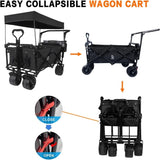 Collapsible Wagon cart with Removable Canopy, Large All Terrain Wheels, Brake, Adjustable 97222851