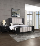 1pc Contemporary 2-Drawer Black Nightstand White Top Metal Knobs Modern Design Wooden Bedroom B011P240937