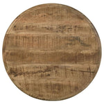 ZUN Natural and Blue Distressed Round Accent Table B062P153897