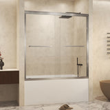 56-60" x 60" Tempered Glass with Explosion Proof Film, Aluminum Frame Double Sliding Shower Door, W1675P288831