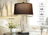 Table Lamps Set of 2, Bedroom Lamp with USB AC Charging Ports, Modern Glass Beside Lamps for Living W3355P391317