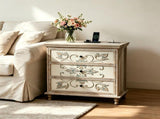 () 3-Drawer Cabinet with Carved Interior and Socket P2 MDF Solid Wood Legs 59459168