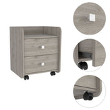 Nightstand 22"H, Two Drawers, Superior Top, Metal Handle, four wheels, Light Gray B097133086