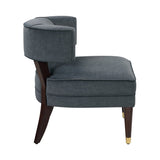 Elegant Style Accent Chair Dark Gray Velvet Upholstery Barrel-Back Solid Wood Luxury Living Room B011P315635