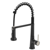 ZUN Faucet for Kitchen Sink, Black Kitchen Faucet with Pull Down Sprayer, Modern Commercial Spring W1932P154734