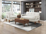 Modern Living Room Chair Beige Chenille Upholstery Pocket Coils Solid Wood Legs Furniture 1pc B011P308544