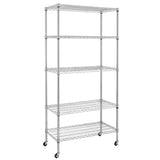 5-Tier NSF-Certified Steel Wire Shelving with Wheels Chrome 74365237