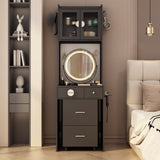 Small Vanity Desk with Mirror and LED Lights, Makeup Table with Charging Station and drawers and 89825155