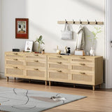 ZUN 51" Rattan Dresser with Drawers, 6 Drawer Dresser for Bedroom, Clothes Storage Cabinet for Bedroom, W757P209506