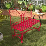 ZUN Butterfly Cast Metal Garden Bench, Outdoor Bench Patio Seat, Park Bench Outdoor Seating for Garden, W2167P215369