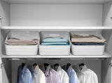 (3 pack) Wide Slanted Flexible Closet Organizer Bin with Handle, White Plastic 54451229