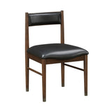 Black Leather Upholstered Side Chairs Set of 2, Modern Contemporary Cherry Finish Wooden Furniture B011P217882