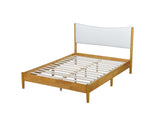 Queen Size, Solid Rubber Wooden Bed with Boucle Upholstered Headboard, Enhanced by Support W504P368764