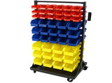 90 Parts Bin Shelving Storage Organizer with Locking Wheels for Shop Garage and Home 65143100