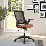 ZUN Mid-Back Mesh Task Office Chair with Height Adjustable Arms, Brown 61440743