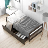 Twin size platform bed, with two drawers, espresso WF195910AAP