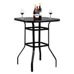 ZUN Wrought Iron Glass High Bar Table Patio Bar Table Black 70228562