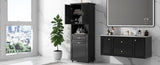 Tall Bathroom Cabinet with Laundry Basket, Large Space Tilt-Out Laundry Hamper and Upper WF323481AAB