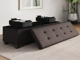 Ottoman with Storage Bench, 43-inch Storage Ottoman, Leather, Brown 55399533