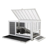 ZUN Luxury 2-Storey Pet House Box Wooden Cage Comfy Cabin for Small Animals, Grey White W2181P151912