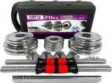 Adjustable Dumbbell Set Home Gym Cast Iron Barbell Sets with Carry Box 44lbs Office Bedroom Workout 02162939