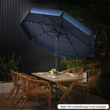10 foot navy terrace umbrella with solar powered LED lights and multi-layered ventilated roof 25484929