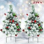 ZUN 2 Pre-lit Pathway Flocked Christmas Trees 15.5" x 15.5" x 29" 55337839