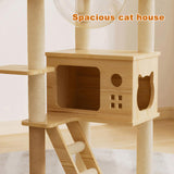 48.8" Modern Cat Tower, Wood Cat Tree Tower for Indoor Cats, Cat Treewith Sisal-Covered Scratching 95997833